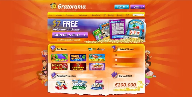 Gratorama Casino Homepage
