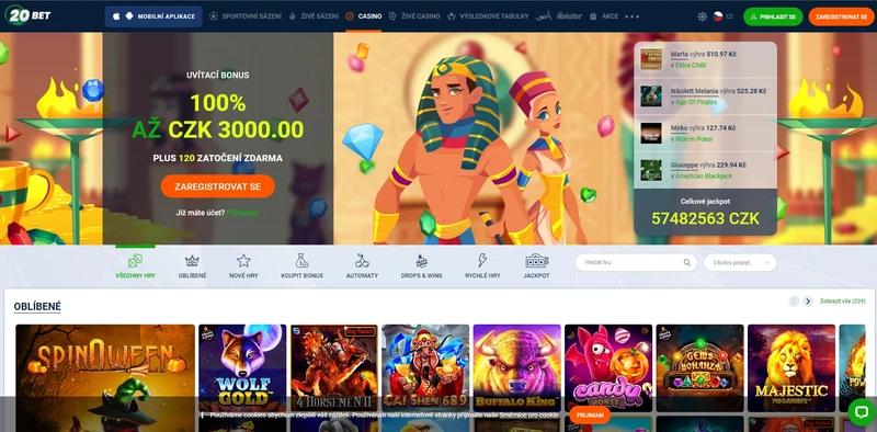 20bet casino Přehled oficiálních webových stránek