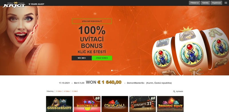 Prehľad oficiálnej webovej stránky Kajot Casino