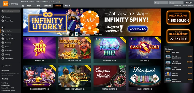 Prehľad oficiálnej webovej stránky Niké Casino