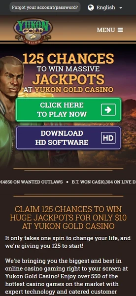 Yukon Gold Casino mobilná verzia