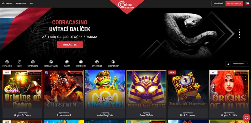 Cobra Casino Přehled oficiálních stránek