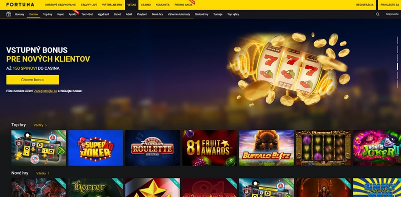 Prehľad oficiálnej webovej stránky Fortuna Casino