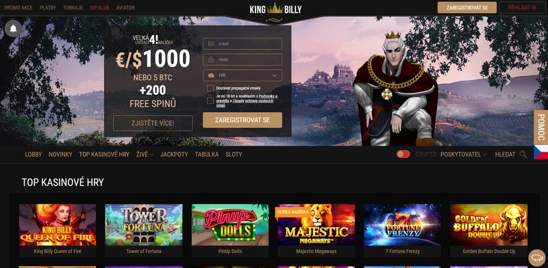 Přehled oficiálních stránek King Billy Casino