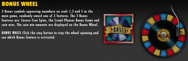 Guns N' Roses bonus wheel