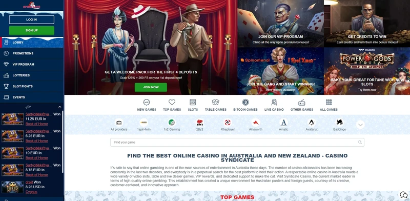 Přehled oficiálních webových stránek Syndicate casino