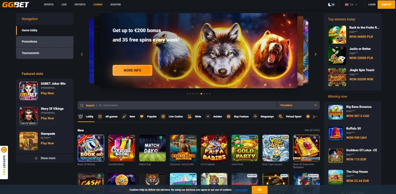 Přehled oficiálních stránek GGbet Casino