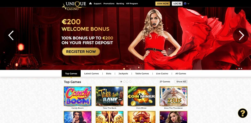 Přehled oficiálních stránek Unique Casino