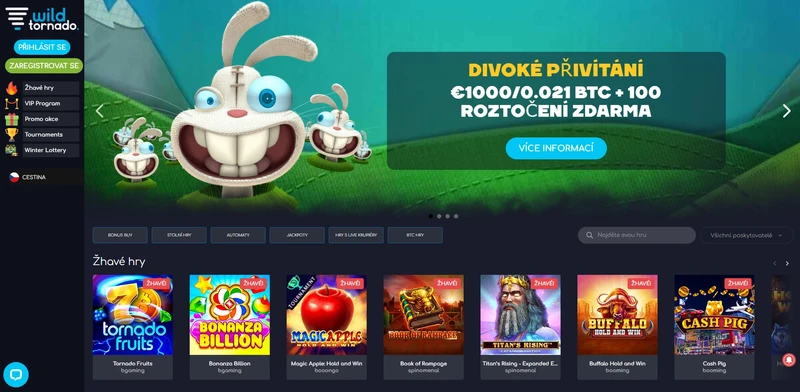 Přehled oficiálních webových stránek WildTornado Casino