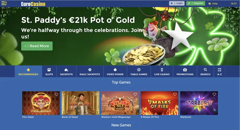 Prehľad oficiálnej webovej stránky v Euro casino
