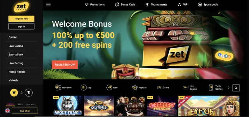 Prehľad oficiálnej stránky Zet casino