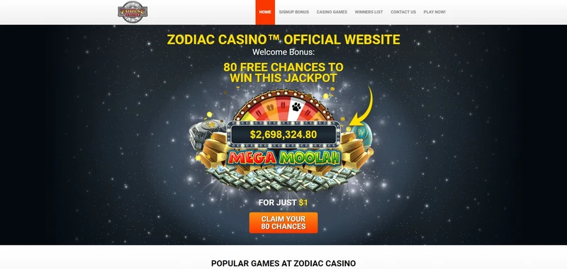 Uradna spletna stran spletnega Zodiac casino
