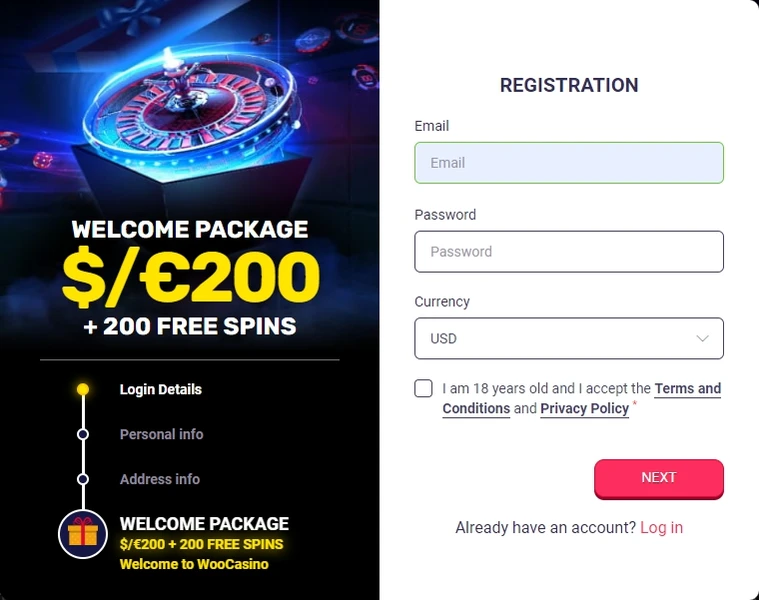 Postopek registracije igralnice in preverjanje računa Woo casino