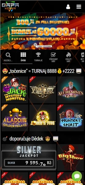 Mobilní verze online kasina Gapa herna