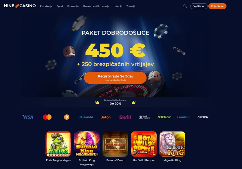 Uradna spletna stran spletnega kazinoja Ninecasino