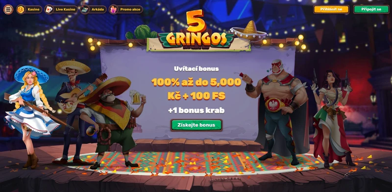 Přehled oficiálních stránek 5 Gringos Casino