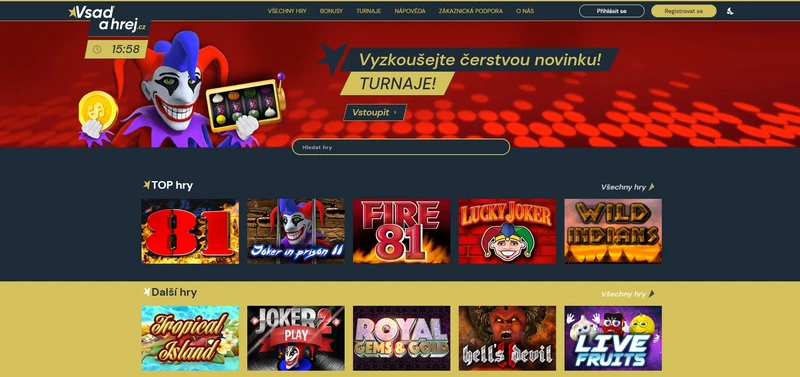 Přehled oficiálních webových stránek Vsaď A Hrej Casino