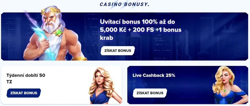 Bonusy Sportaza Casino - 100% do 5 000 Kč a 200 roztočení zdarma