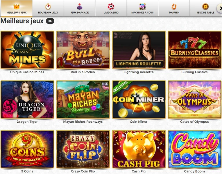 Jeux d'argent au Unique Casino