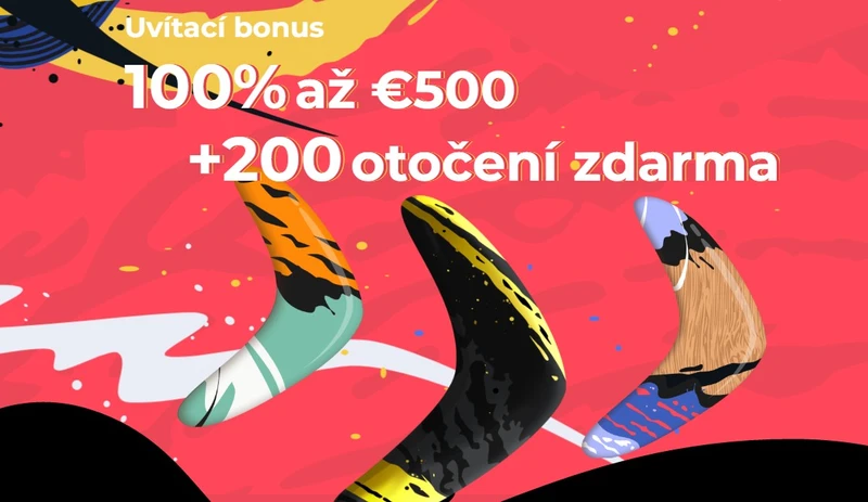 Bonusy Boomerang Casino - 100% do 12 500 Kč a 200 otočení zdarma