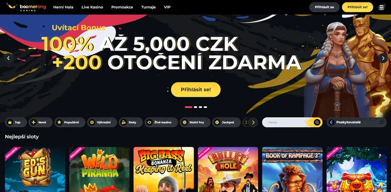 Přehled oficiálních stránek Boomerang casino
