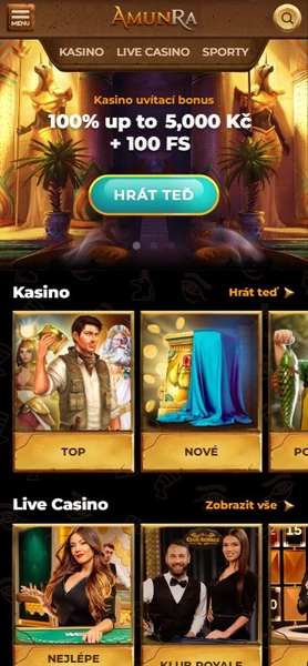 Mobilní verze v Amunra Casino