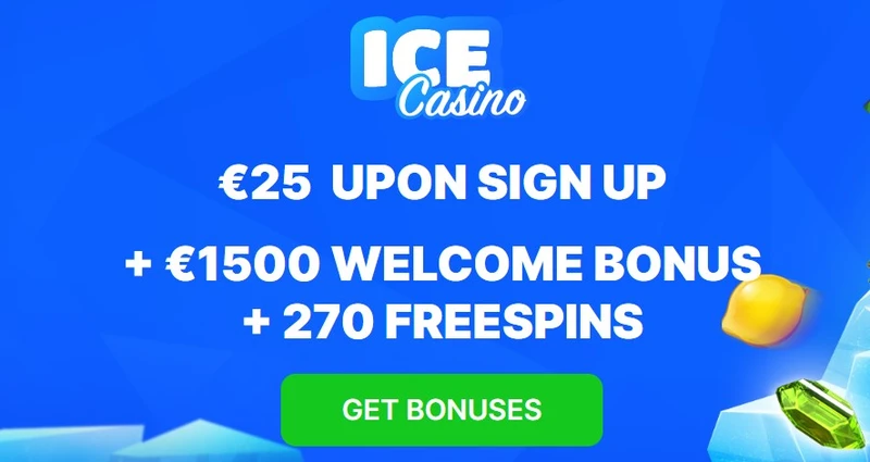 Bonusy IceCasino - 25 € + až 1 500 € a 270 freespinov