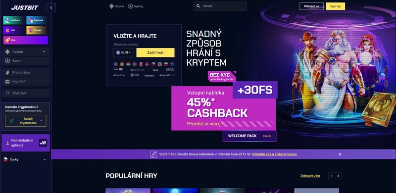 Oficiální webové stránky Justbit casino