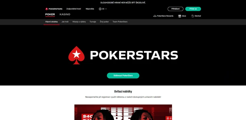 Oficiální webové stránky PokerStars casino
