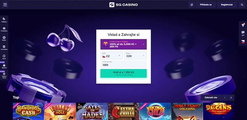 Oficiální webové stránky SG casino