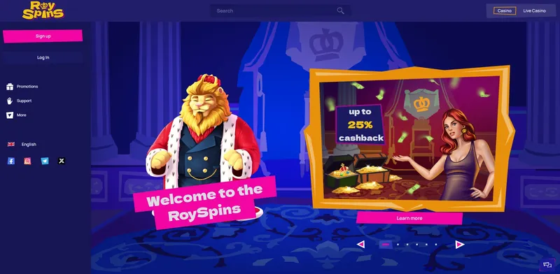 Royspins Online Casino - home page