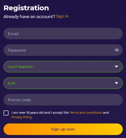 iWildCasino - Registration