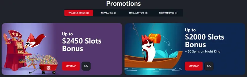 Welcome Bonus Offers - Red Dog Casino