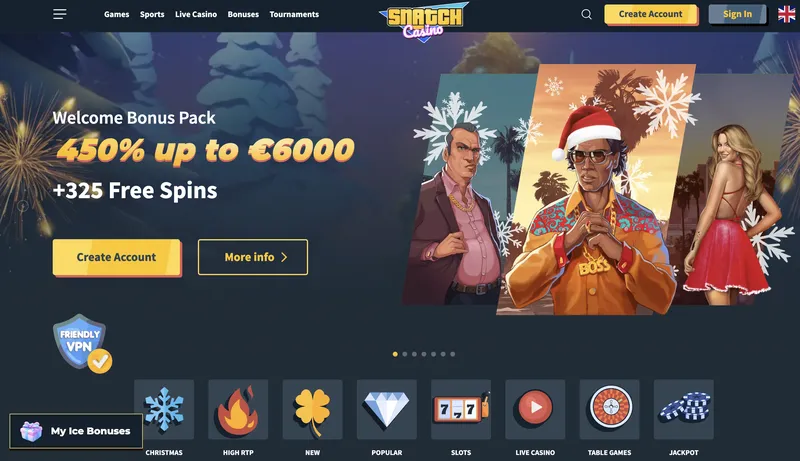 Snatch-casino-home page