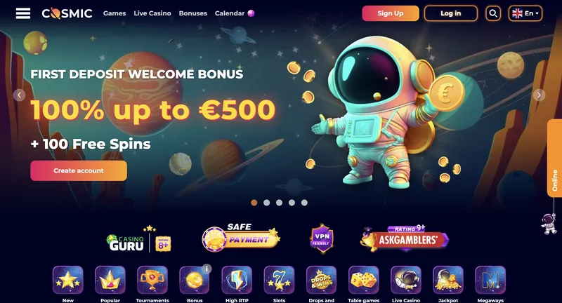 CosmicSlot Casino - Home Page