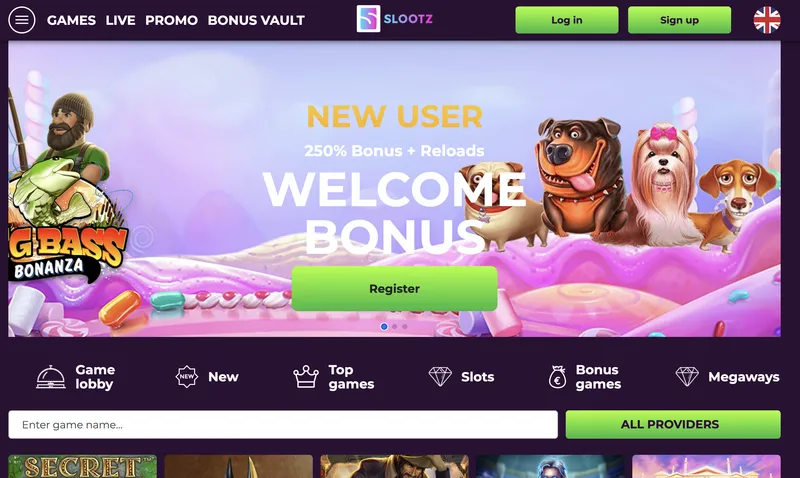 Slootz Casino - home page