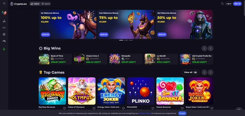 Oficiální stránky CryptoLeo Casino