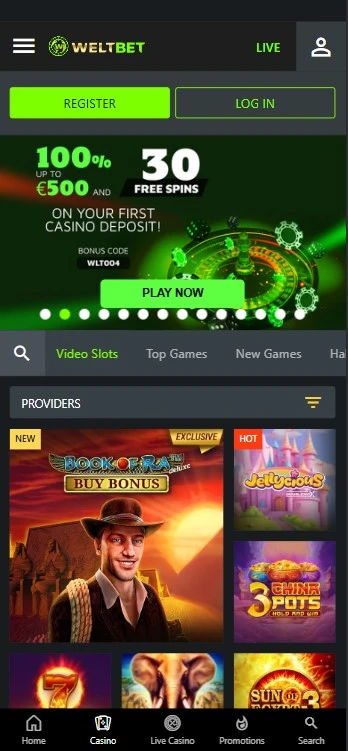 Mobilní verze Weltbet Casino