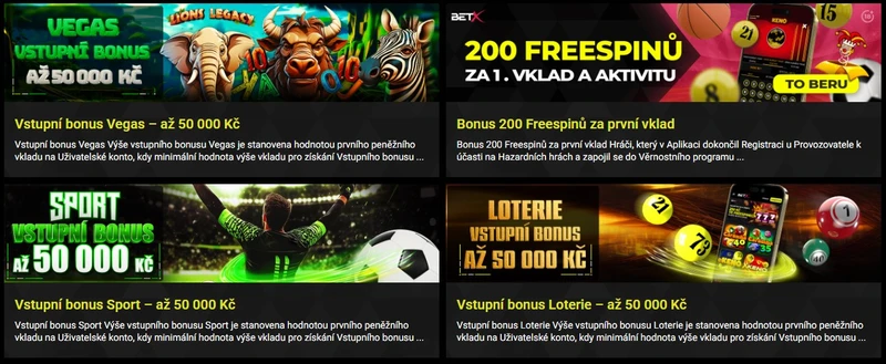 Bonusy pro BetX Casino - 100% do 50 000 Kč a až 200 FS