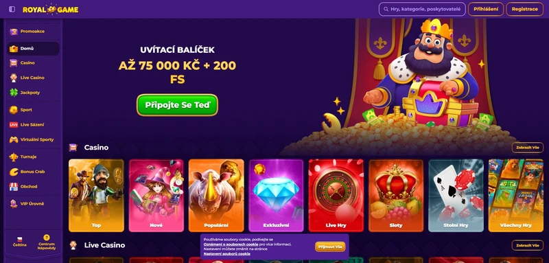 Přehled oficiálních stránek Royalgame casino