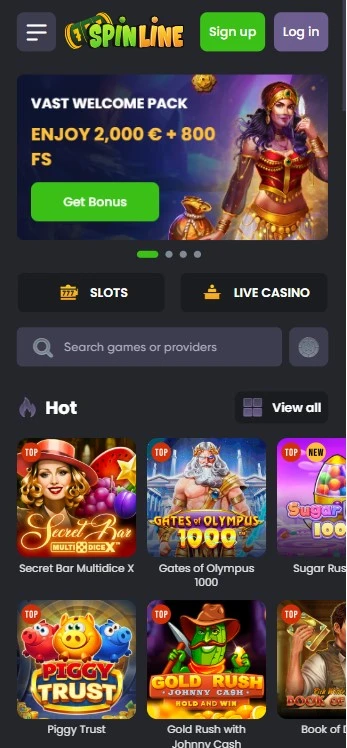 Mobilní verze Spinline Casino