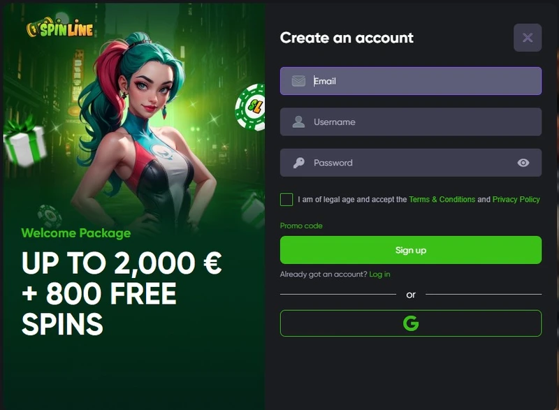 Registrace a přihlášení do Spinline Casino