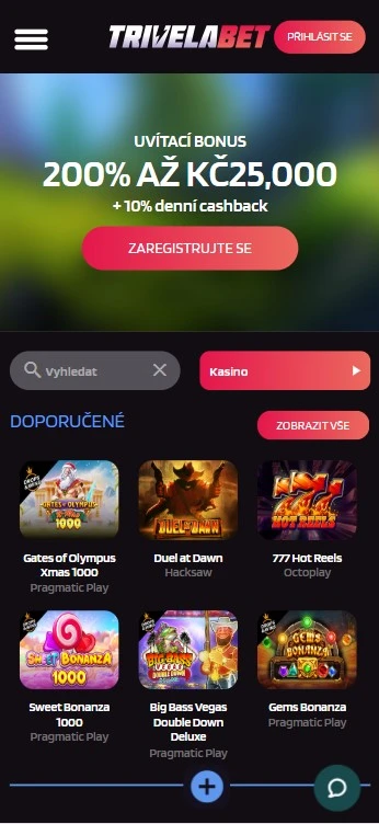 Mobilní verze Trivelabet Casino